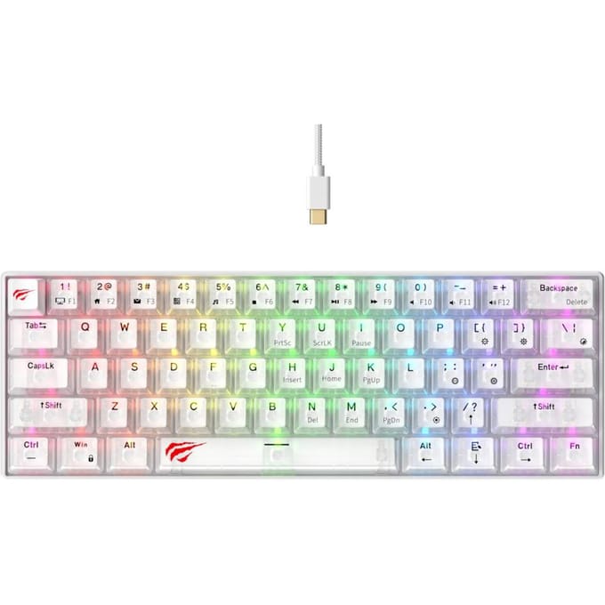 Gaming Toetsenbord Bedraad USB HAVIT KB903L, RGB, 1.8m, Transparant Wit