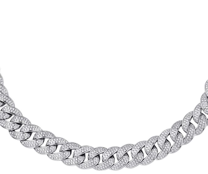 Juwelier Emo - Cuban Link Ketting Zilver Iced Out - Zirkonia stenen - Breedte 11.5 MM - Lengte 60 CM