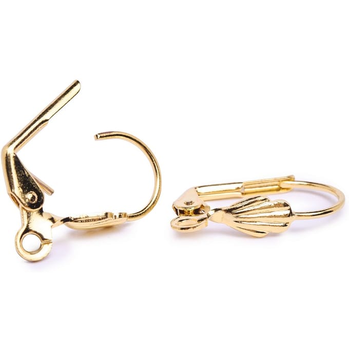 Ear wire with open ring, Gold, 4pcs