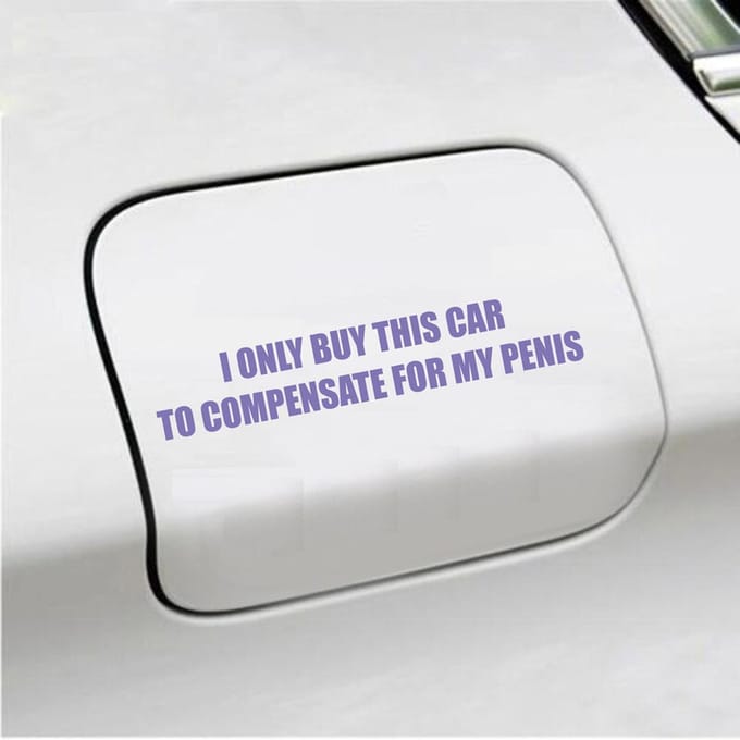 Bumpersticker - I Only Buy This Car - 3,5 X 19,6 - Paars