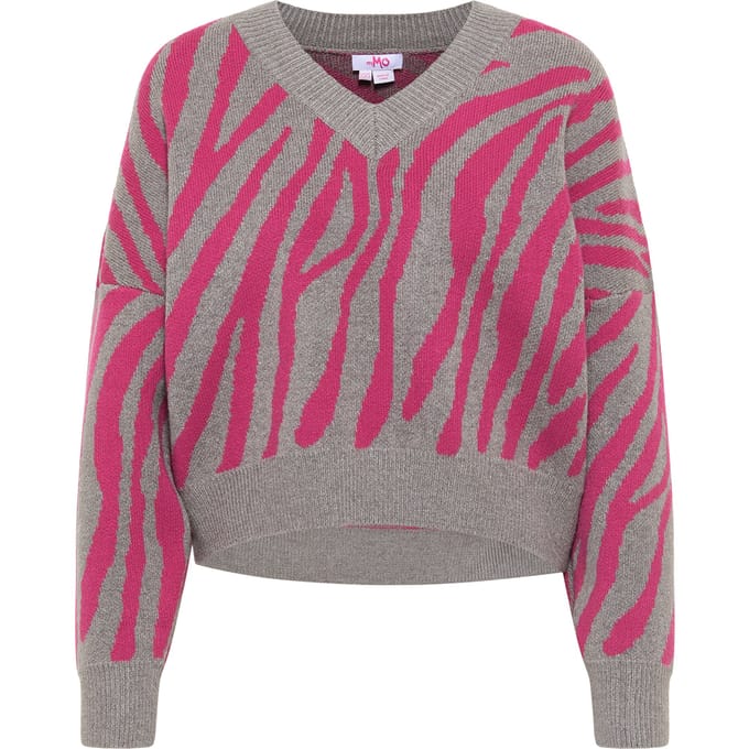 Mymo Gebreide trui Dames grijs/roze