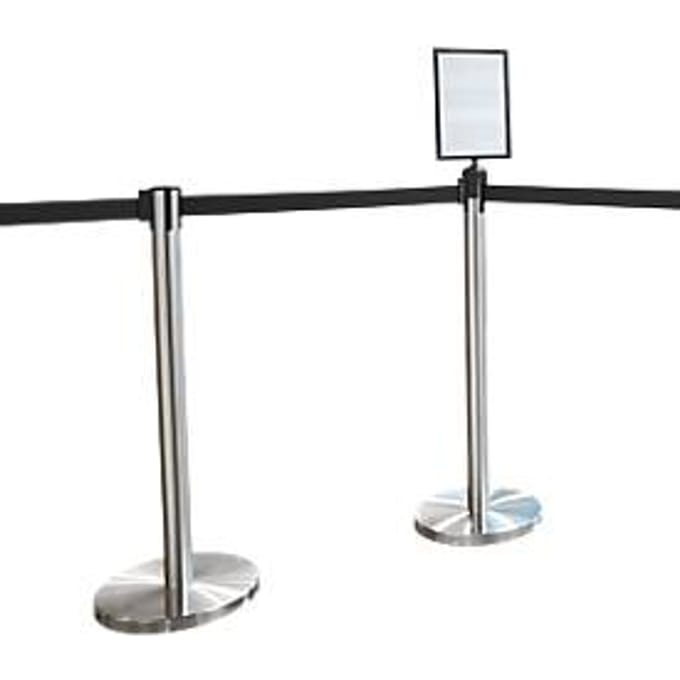 Afzetpaal, 2 stuks + bord, zwart