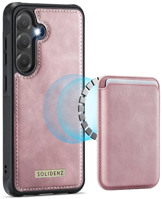 Solidenz Luxe Wallet geschikt voor Samsung Galaxy S24 FE hoesje - Magnetische Pasjeshouder - Schokbestendig - Roze