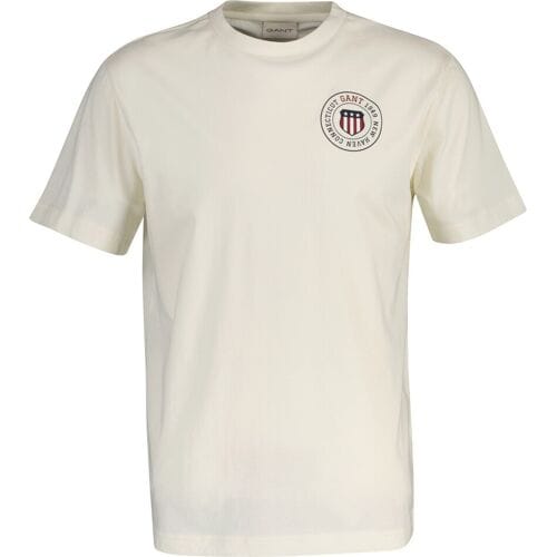 GANT Graphic Ss T-shirt Cream Maat: XL | Basic T-Shirts Outlet | Heren | Ecru