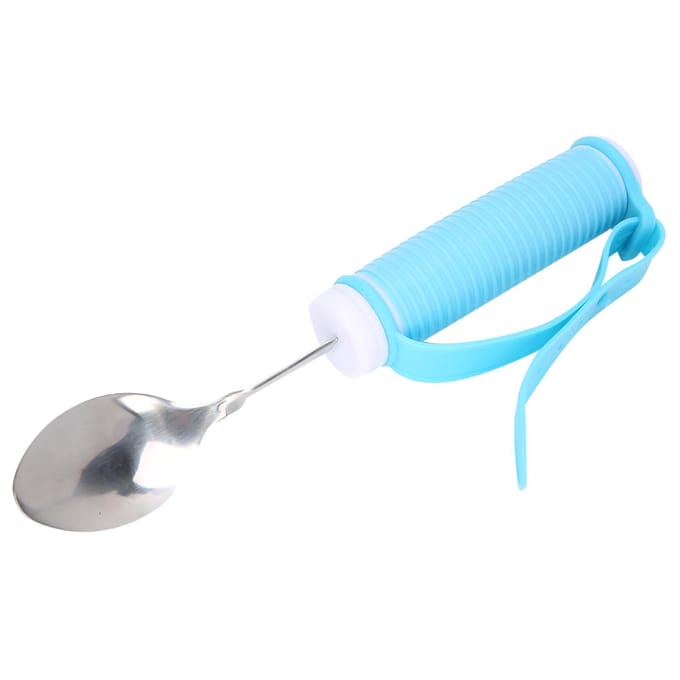 Vaisselle auxiliaire pour personnes âgées, aide à l'alimentation pour personnes handicapées, cuillère à manger flexible et antidérapante blue
