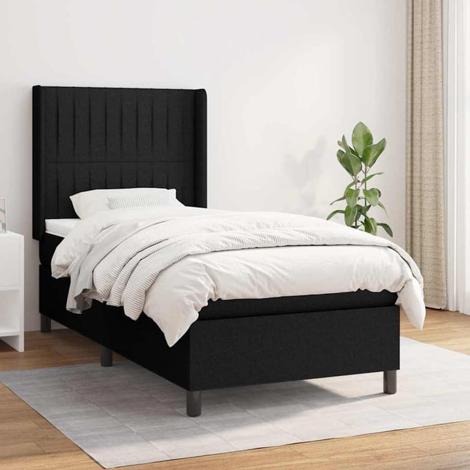 vidaXL - Boxspring - met - matras - stof - zwart - 80x200 - cm