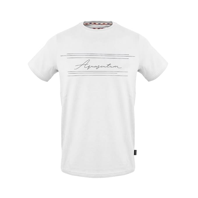 Aquascutum Heren Script Crew Hals T-shirt (Wit)