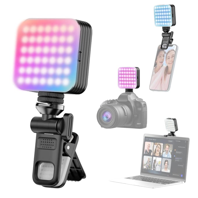Mini RGB Invullicht LED Videolicht 2500K-9000K Dimbaar 8 Scèneverlichtingseffecten Videoconferentie zwart