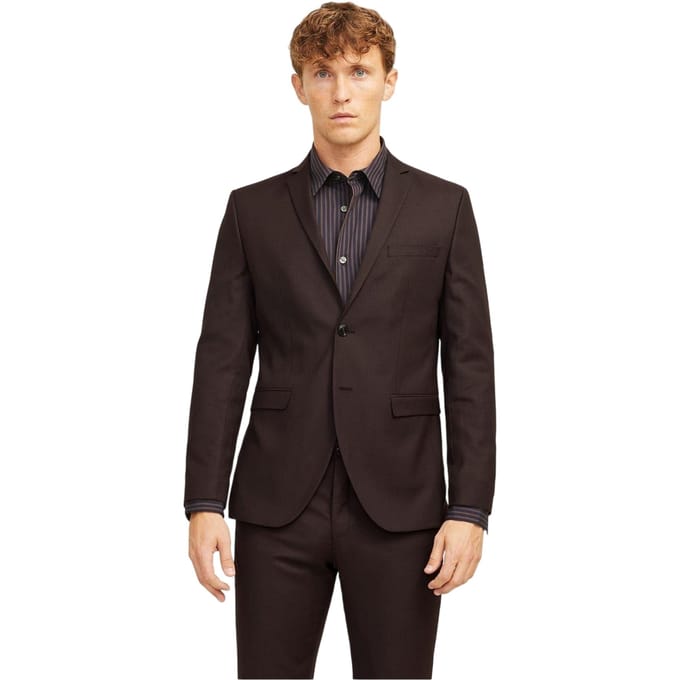 Jack And Jones Herenblazer met één rij knopen van Solaris (Bruin)