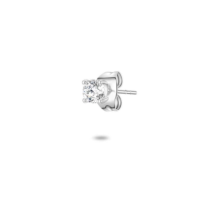 Twice As Nice Oorbel in zilver, een zirkonia van 3 mm