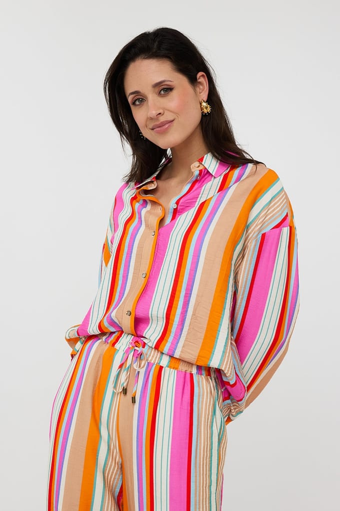 EsQualo Blouse Oversized Striped Print Größe: 36 | Business hemden Outlet | Damen