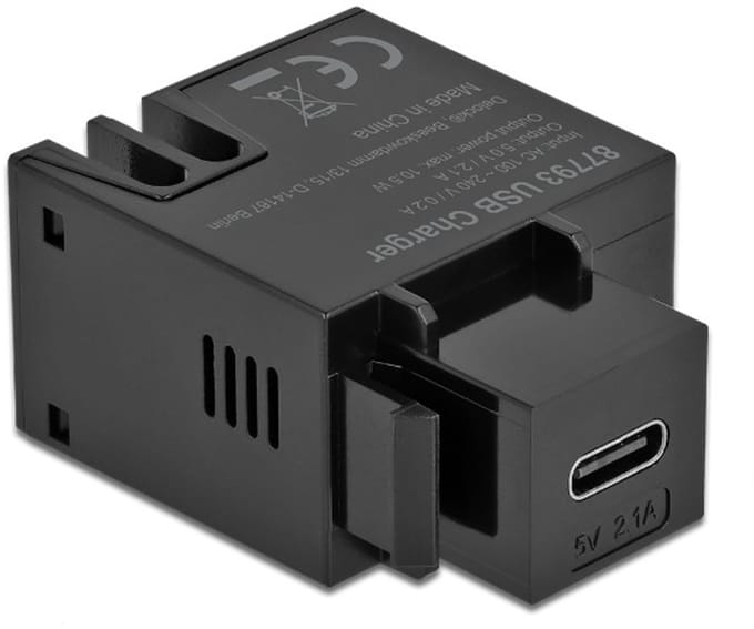 USB-C - terminal block Keystone USB-lader module | 10,5W | zwart