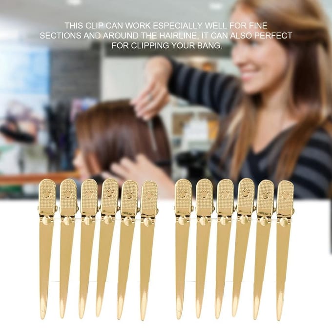 12pcsBoîte Pinces à Cheveux Coiffure Salon de Coiffure Séparation Épingles à Cheveux pour Coiffure de Salon Or noir