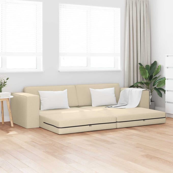 vidaXL - Slaapbank - Crème - 245 - x - 78 - x - 77 - cm - Stof