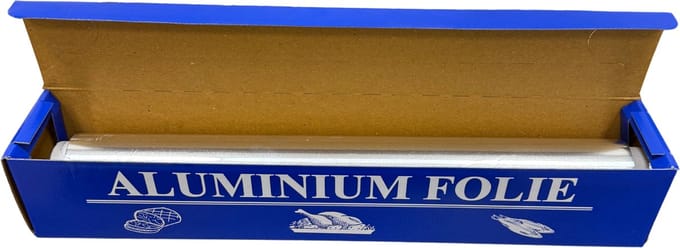 Aluminiumfolie 45 cm – 14 Micron – 6 Rollen in Cutterbox – Professioneel
