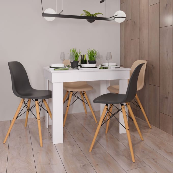 Homestyle4u Eettafel - 90x60 cm - Eetkamertafel - Massief Hout - Wit