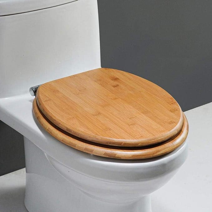 Toiletbril - Langwerpige bril - Badkamer vernieuwen - Zachte sluiting - Universele pasvorm - Bamboe