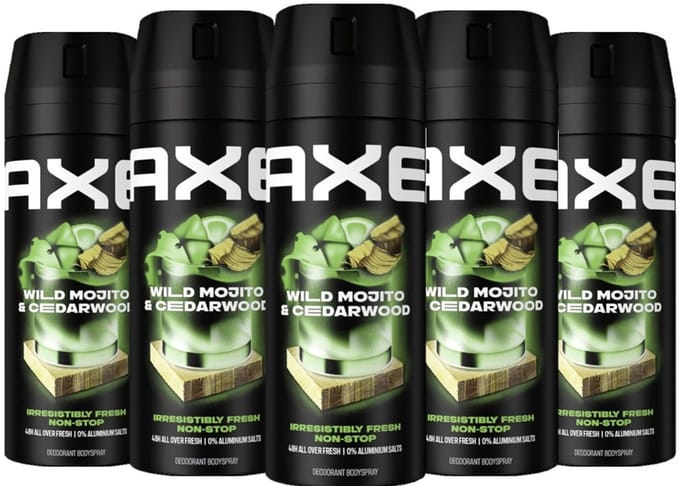 Axe Deo Spray - Wild Green Mojito + Cedarwood - 5 x 150 ml