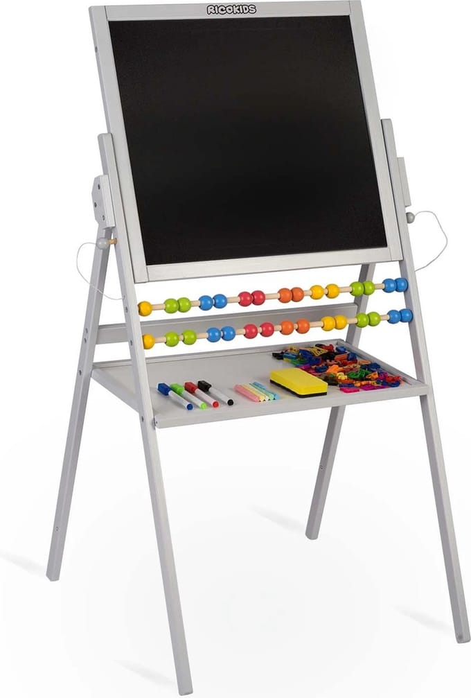 Ricokids magnetisch draaitafelkrijtbord - grijs