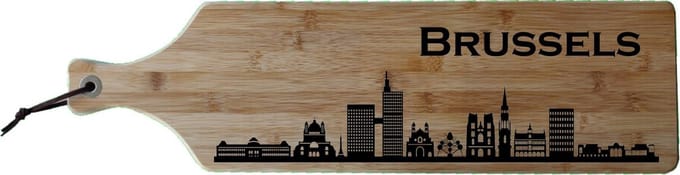 Borrelplank Brussel - Hoofdstad - Bamboe hout - 17x63cm - Serveerplank