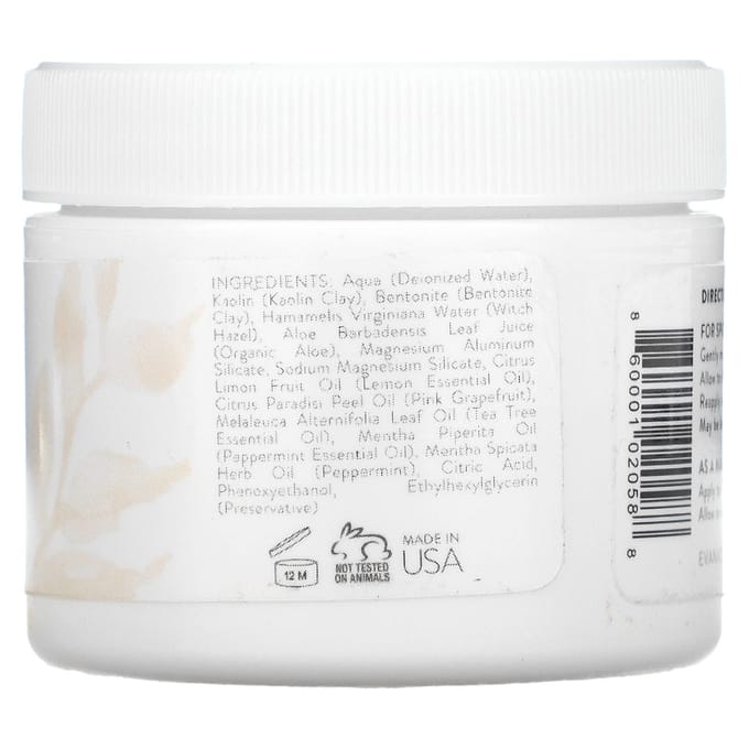 Eva Naturals, soin nettoyant pour la peau, traitement localisé et masque, 2 oz white