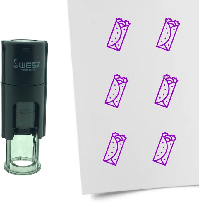 CombiCraft Stempel Burrito 10mm rond - paarse inkt