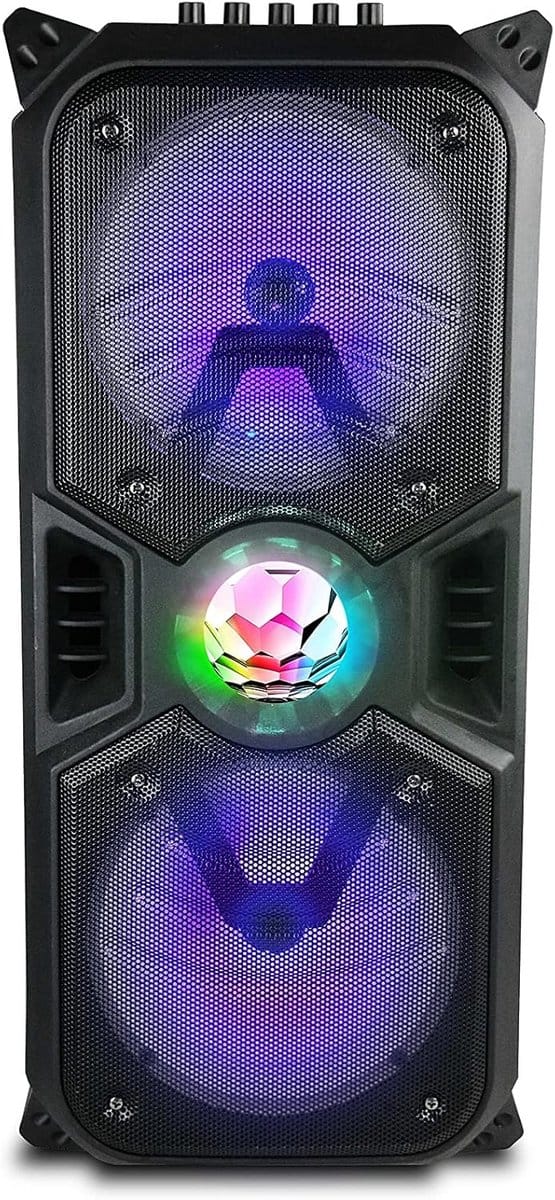 Draagbare Bluetooth Speaker Trolley - 200 Watt, 2 x 6.5 inch Woofer, RGB-Licht, USB/MP3, Oplaadbare Batterij, Microfoon Aansluiting