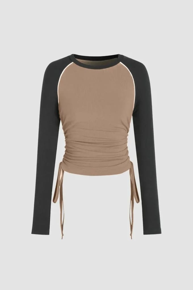 Kleurblok Crew Neck Top