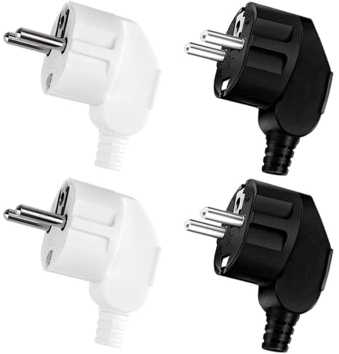 Solidchoice - 4 Stuks Waterdichte Schuko-Stekkers met Trekontlasting