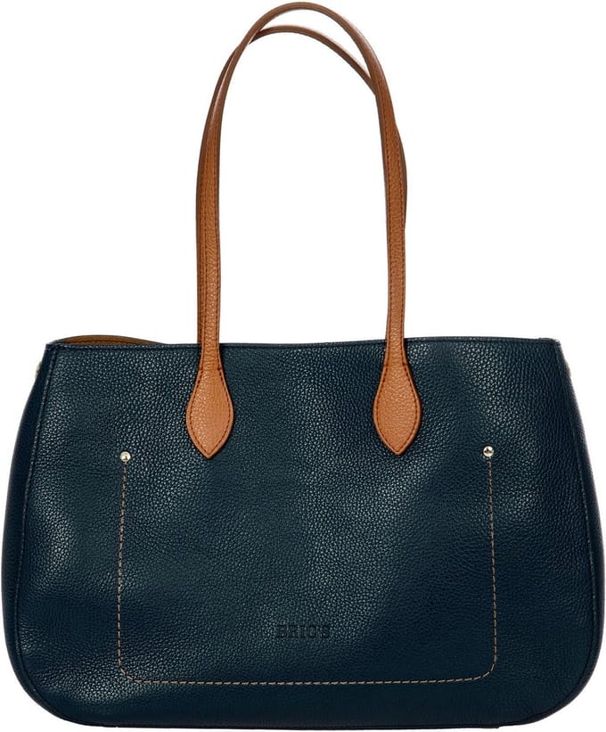 BRIC'S Leren Schoudertas Gondola Lavanda Bag Night Blue / Caramel Donkerblauw
