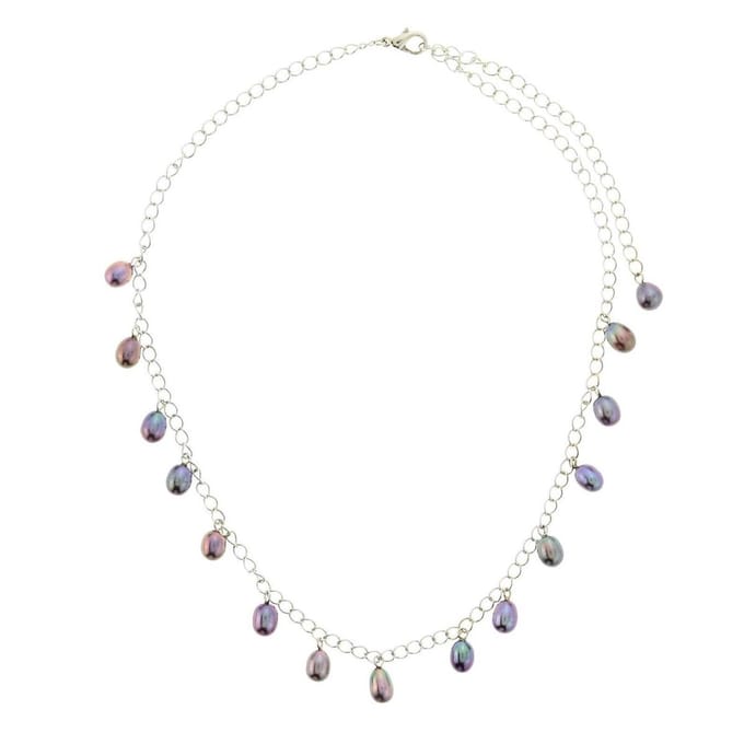 Behave - Ketting - Dames - Echte Zoetwaterparels - Paars/Multicolor - Zilverkleurig - 52.50 cm