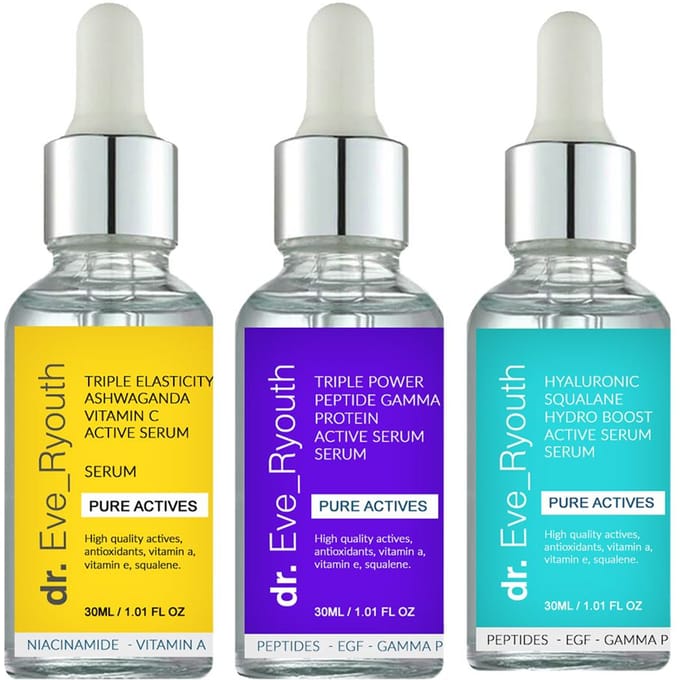 Squalaan serum 30ml + Ashwaganda Vitamine C serum 30ml + Peptide serum 30ml