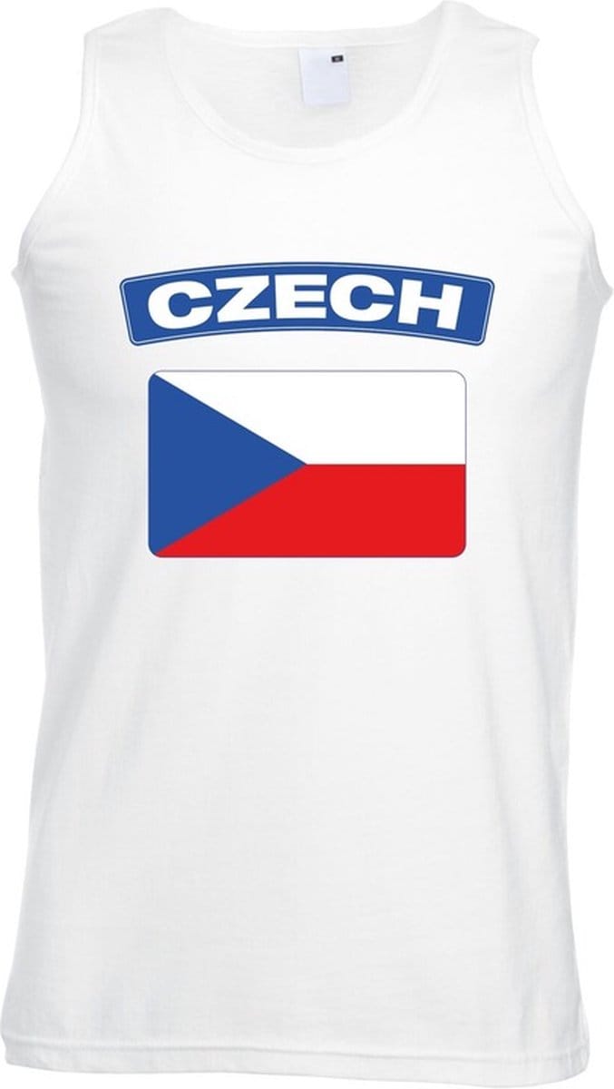Tsjechie singlet shirt/ tanktop met Tsjechische vlag wit heren M