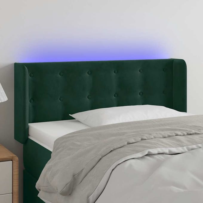 vidaXL - Hoofdbord - LED - 103x16x78/88 - cm - fluweel - donkergroen