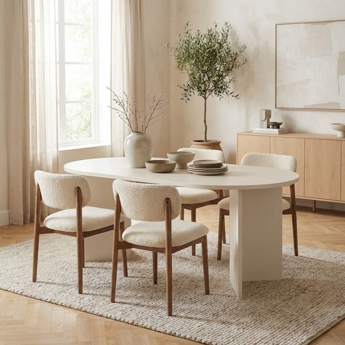 Dimehouse Ovale eettafel Wit melamine - Japandi - 180x89,5x75 cm - Sota - Hout - Scandinavisch & Basic - Ovaal