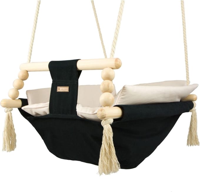 Babyschommel - voor binnen - zwart crème - tot 20 kg