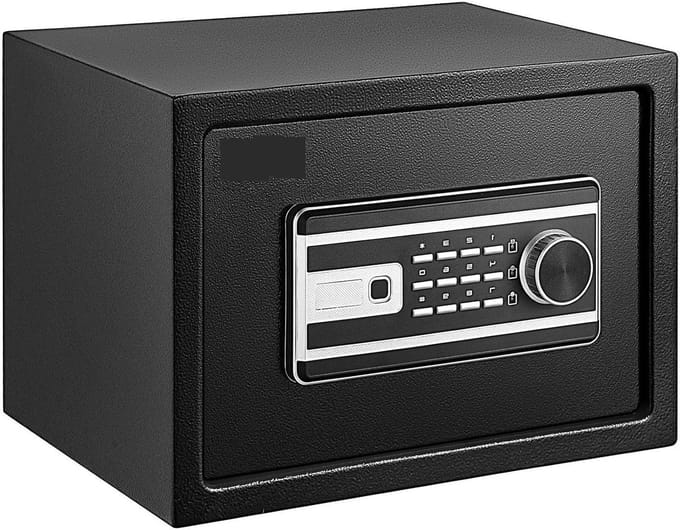 Digitale Kluis - Stalen Box - Waardevolle Spullen Opslag - Vingerafdruk & Code - 1.7 Kubieke Voet - Zwart