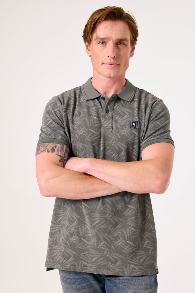 GARCIA Heren Print Polo Groen Korte mouw
