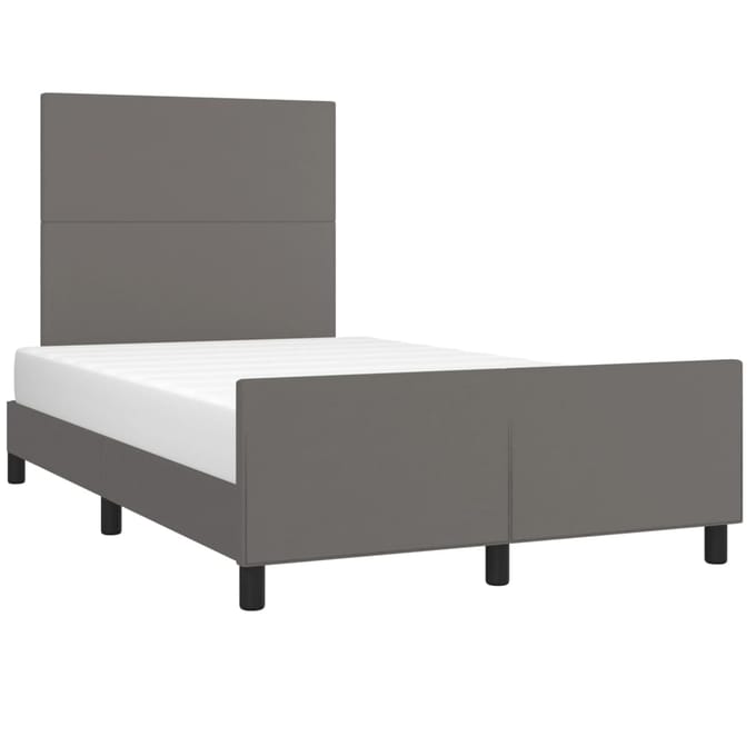 vidaXL - Bedframe - met - hoofdbord - kunstleer - grijs - 120x200 - cm