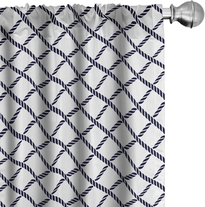 ABAKUHAUS Gordijnen – Mikrofaser – 2x75x175 – Donkerblauw/Wit