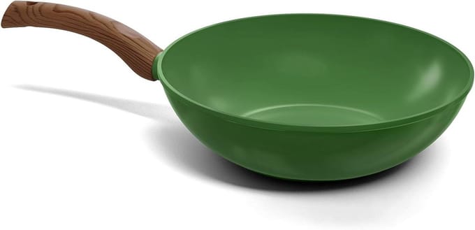 Wokpan - Koekenpan - Gezond Koken - PFAS-vrij - 30 cm - Groen