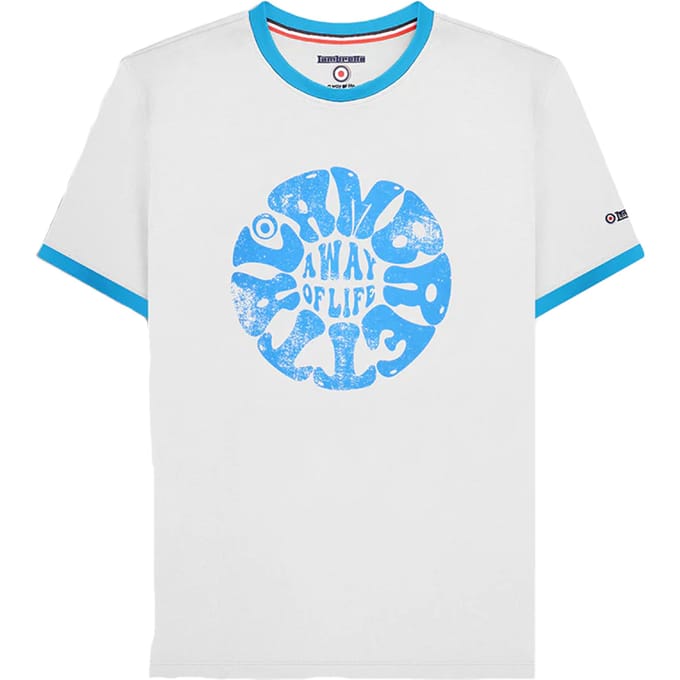 Lambretta Heren SS24 Ringer Festival T-Shirt (Wit)