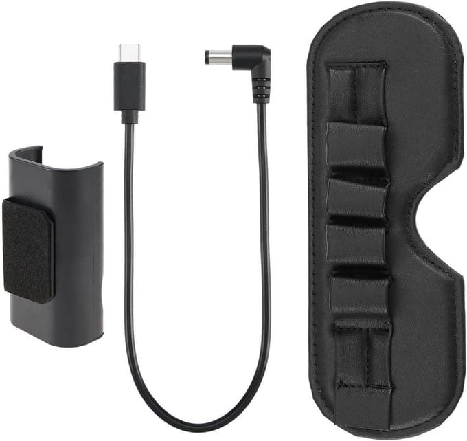Set Batterijhouder Kabel - Goggle Accessoires - Drone Vliegen - Korte Oplaadkabel - 31 cm - Zwart