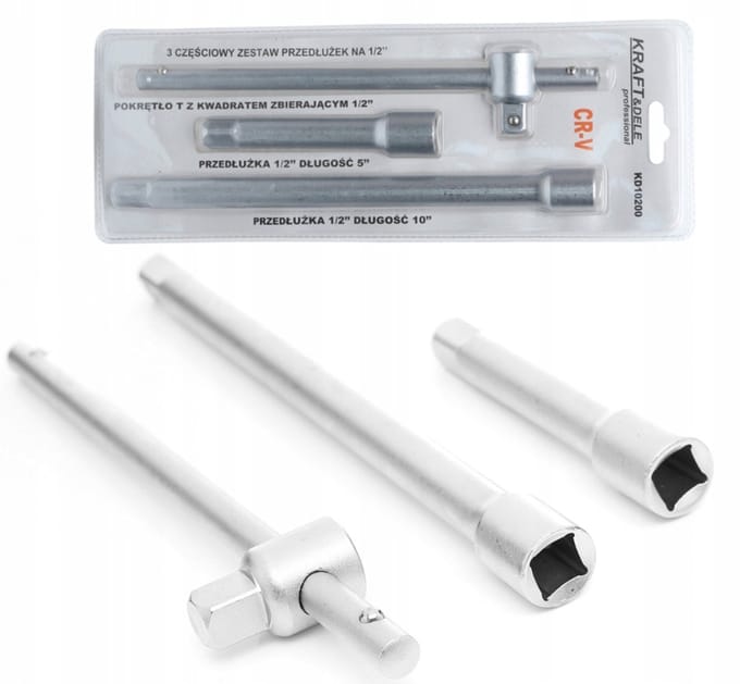 Kraft&Dele 3-delige 1/2" Dop-verlengstukken Set