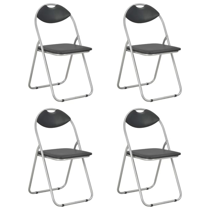 vidaXL - Opklapbare - stoelen, - 4 - stuks, - zwart - kunstleer