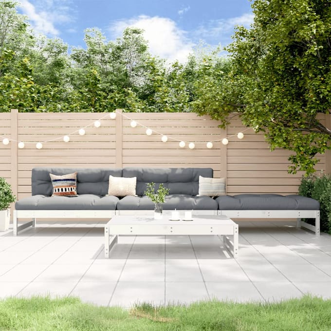vidaXL - 4-delige - Loungeset - massief - grenenhout - wit