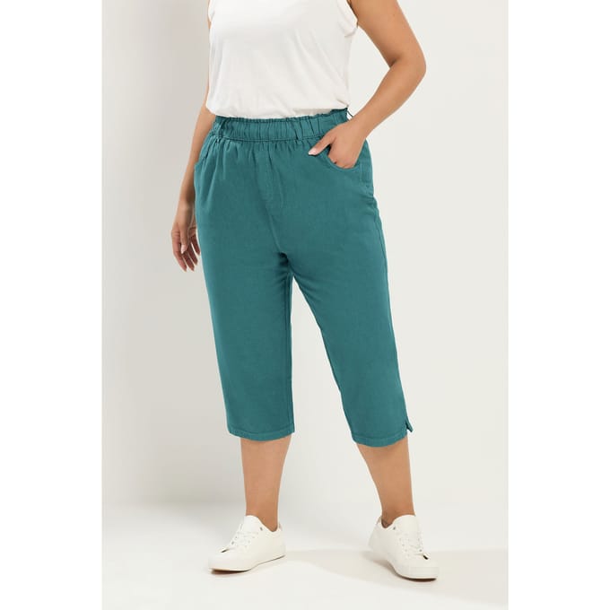 Yours Groene Cropped Broek Size 54-56