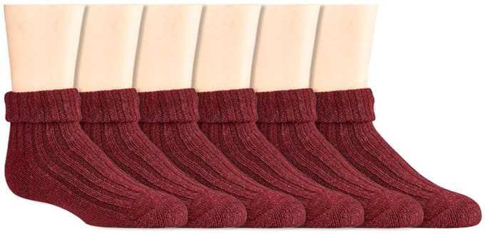 Kindersokken | Wollen sokken | Kleur: Rood | Maat: Diverse maten | 6 paar