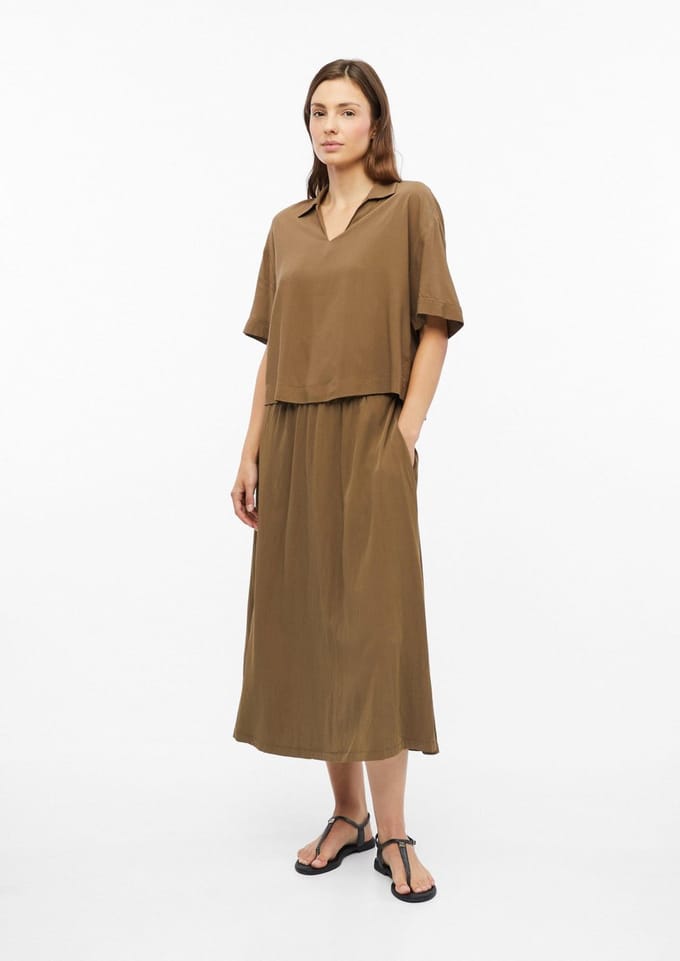 Hoge taille midi rok met elastische taille en zijzakken A-lijn vrouw s.Oliver