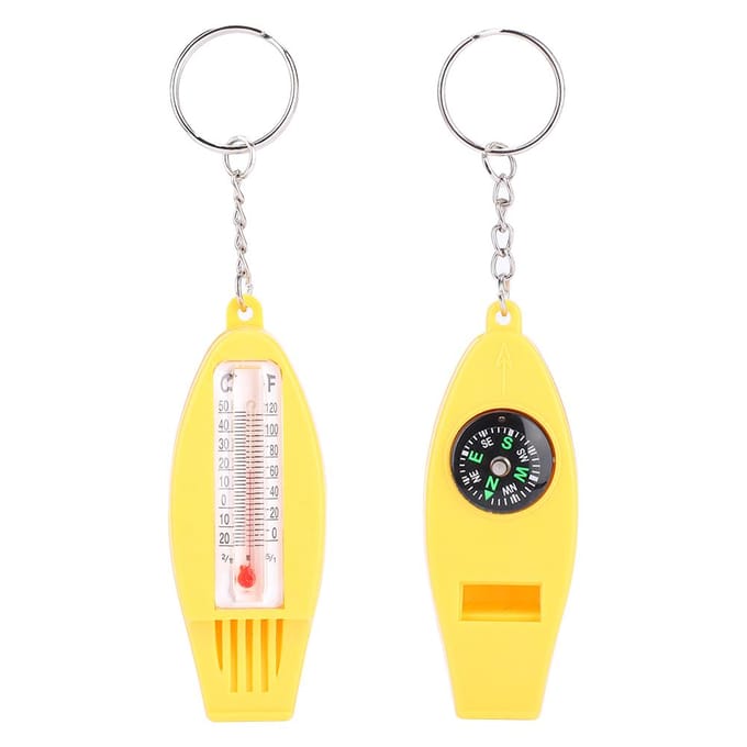 Urgence Multifonctionnelle 4 en 1 ?Sifflet de survie Boussole Thermomètre Loupe gray
